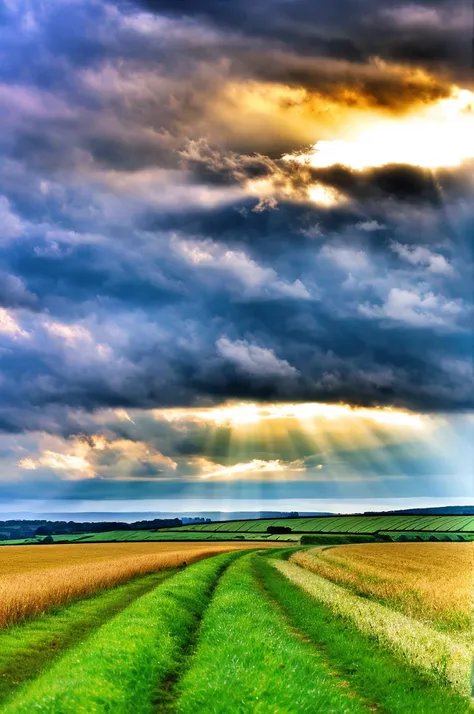 original landscape，sky and clouds，tyndall effect，a country road，colorful hot air balloon，tyndall effect，tyndall effect，high qual...