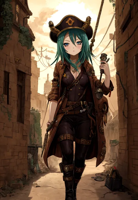 Girl in an ambulance in the style of a fantastic anime design like the steampunk style of the Adventure Time anime.