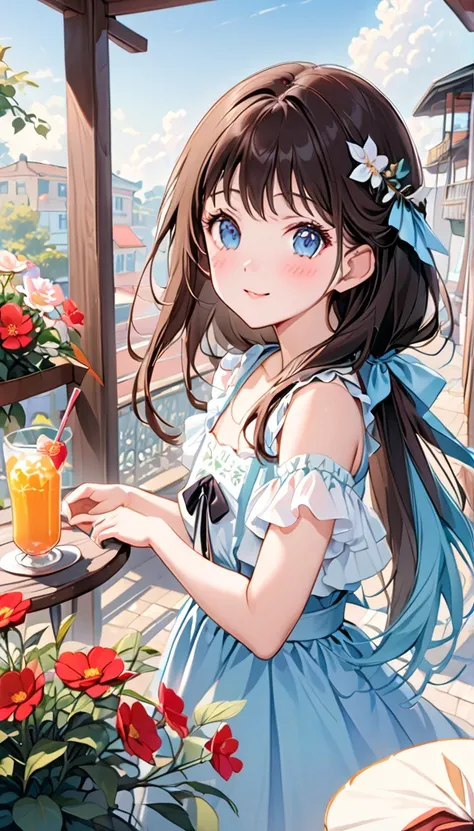 masterpiece, best quality, Extremely detailed, (illustration, Official Art:1.1), 1 girl ,(((( light blue Long hair)))), ,(((( light blue Long hair)))),Brown hair, ,20 years old, Long hair ((blush)) , Cute face, big eyes, masterpiece, best quality,(((((a ve...