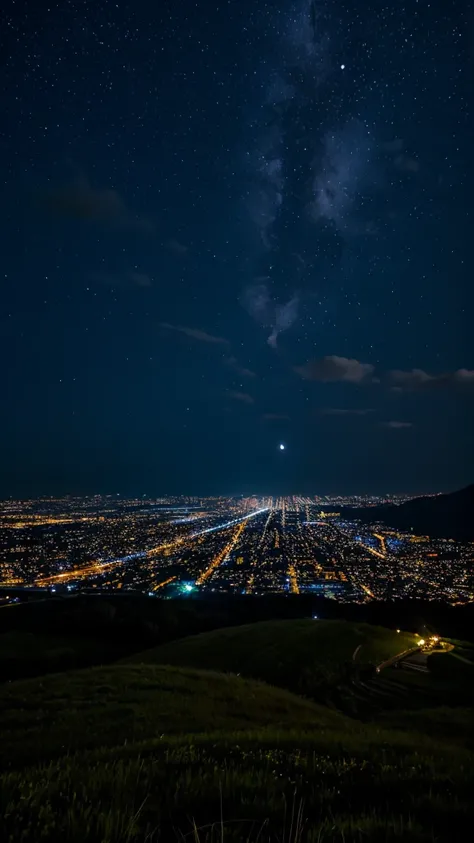 川と山のある風景を描いた星Moonlit Night画,   Starry Skyの夜,  Night view, Moonlit Night, Twinkling distant stars, Natural scenery at night, moonlight, Moonlit Nightscape, Stars shining in the distance, Starry Sky, Mystical Night、full moon