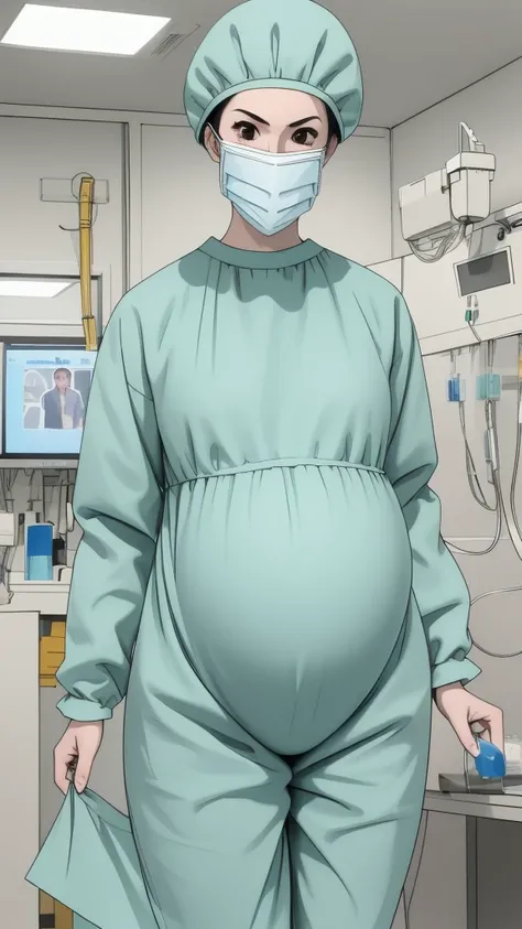 masterpiece, highest quality, (RAW photo, best quality), 1girl, frown, pale skin, shy eyes, big breasts, pregnant, stand, natural lighting, solo, hospital, in the operating room, surgical bet,
ray kasugano, pregnant with big belly, (give a score of 9_give ...