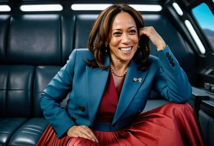 insatiable skirt lover and kind, shy woman kamala harris has intense orgasming love for her skirt, sitting and wearing (long ple...