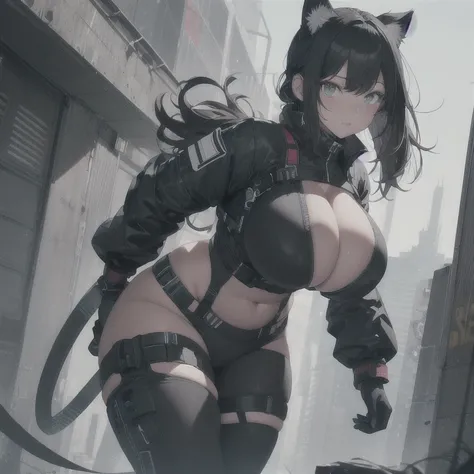 Absurd resolution,high resolution,(masterpiece: 1.4),hyper-detail,fullbody shot head to toe,full frontal camera perspective,solo,shorter,standing straight up,kemono feline cat gynomorph, big dick, big penis bulge, puffy inverted nipple silhouette,no skin o...