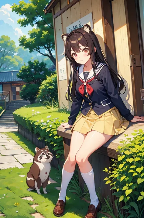 Tanuki personification high school girl anime