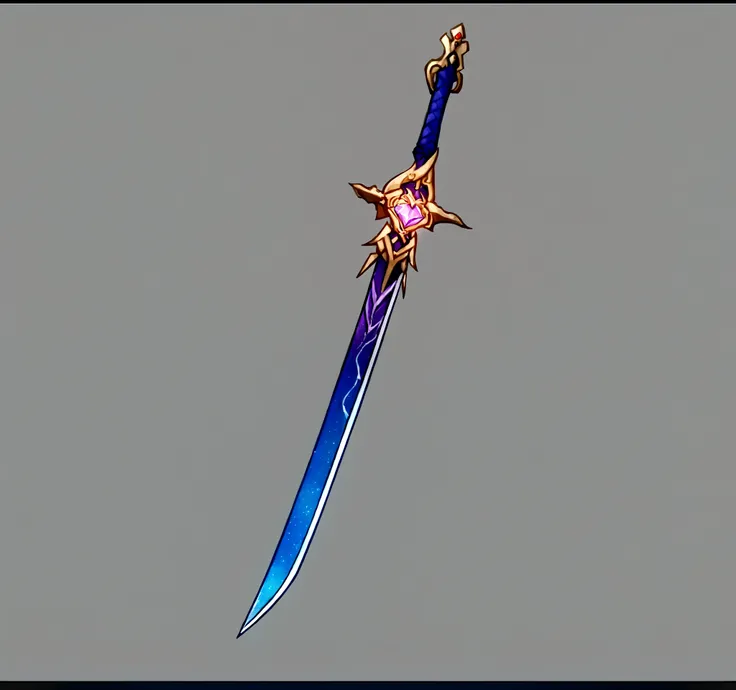 Close-up of purple and blue swords，There is a star on the sword, Magic Sword, sci-fi sword, Sword Design, Fantasy Sword, Shining Sword, Fantasy weapons, Role Playing Game Items, Sword weapons, Beautiful sword, shinning sword, Fantasy RPG Weapon Art, Huge s...