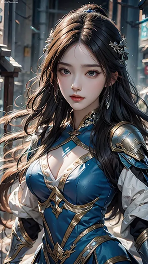 a close up of a woman in a silver and blue dress, chengwei pan on artstation, by Yang J, detailed fantasy art, stunning character art, fanart best artstation, epic exquisite character art, beautiful armor, extremely detailed artgerm, detailed digital anime...