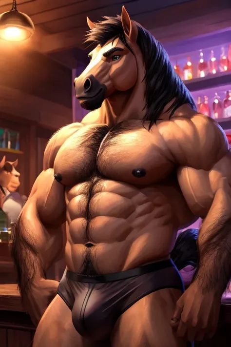 horse,male,aldult,Solitary,4K,Best quality,best quality,Looking at the audience,Hairy body,Topless,,Bare chest,chest hair,Fluffy tail,Chest muscles,Chest muscles,粉红nipple,nipple,Six-pack abs,Anatomically correct,Delicate fur,pride,Soft shadows,Majestic and...