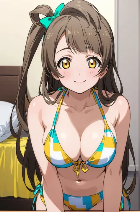 (((pixel-perfect, detail-perfect))), solo, 1girl, kotori minami, , looking at viewer, smile,big breasts,bikini,my room