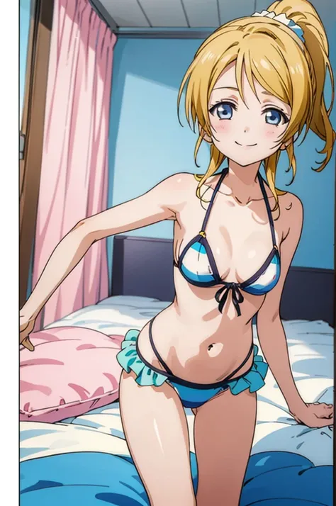 (((pixel-perfect, detail-perfect))), solo, 1girl, eri ayase, , looking at viewer, smile,bikini,my room