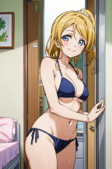 (((pixel-perfect, detail-perfect))), solo, 1girl, eri ayase, , looking at viewer, smile,bikini,my room