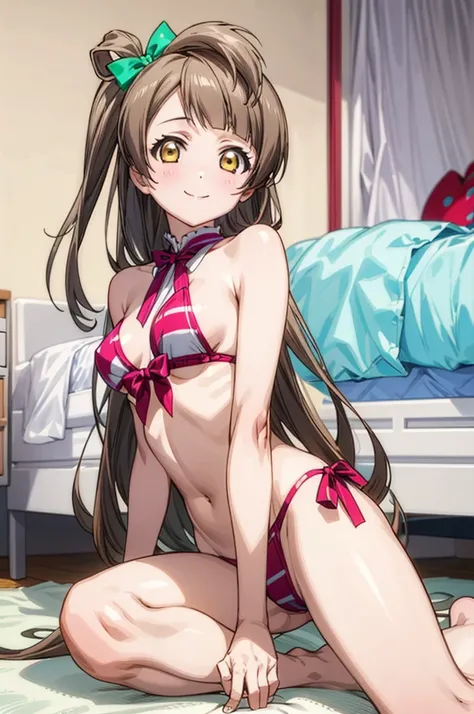 (((pixel-perfect, detail-perfect))), solo, 1girl, kotori minami, , looking at viewer, smile,,bikini,my room,,nsfw,medium breasts