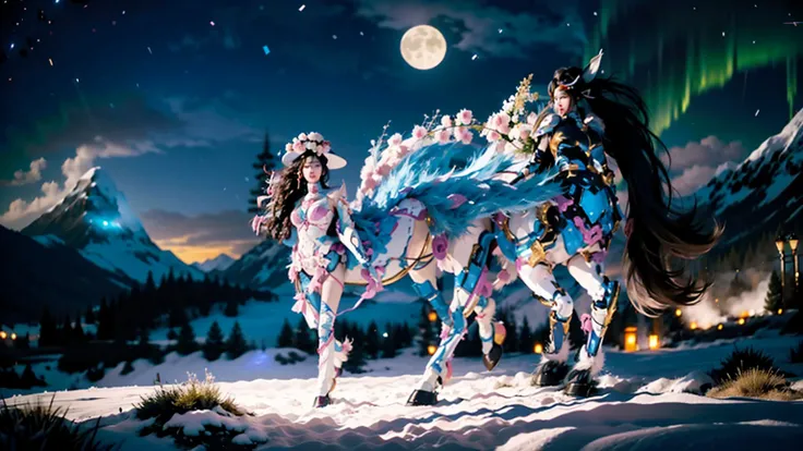 In the beautiful illustration of this super-grand scene，The ultra-long-distance lens shows us（More than eight distinctive and beautiful female centaurs，Half Man, half horse，Half Man, half horse，Princess：2.7），Their Personality、Distinctive and vivid features...