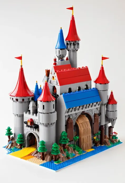 A fantasy castle built with Lego bricks，colorful，interesting