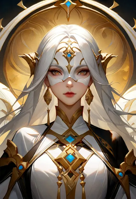 a close up of a woman with white hair and a white mask, beautiful character painting, guweiz, artwork in the style of guweiz, white haired deity, by Yang J, epic exquisite character art, stunning character art, by Fan Qi, by Wuzhun