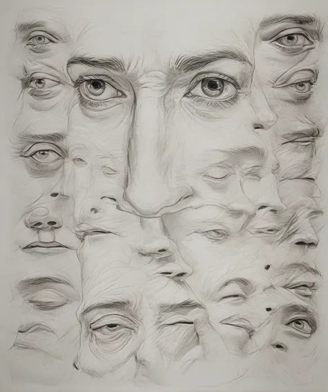 a close up of a drawing of a nose with different expressions, facial features), facial features ), facial features, clear facial...