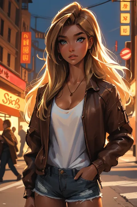 (best quality: 1.2), clean face, (masterpiece: 1.2, 8k)(PureErosFace_V1: 0.7), perfect anatomy, 1girl,a beautiful fashion model ,(masterpiece, official art, best quality) (hazel eyes) ,long and shiny hair, blonde hair with blonde streaks in hair, long hair...