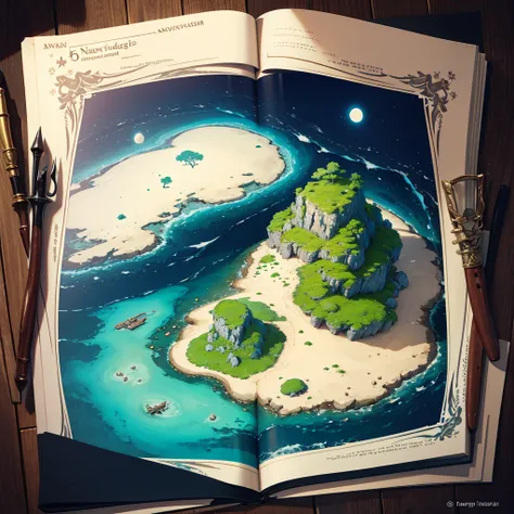 fantasy world, ((5 islands)), navigator&#39;s scroll, ((best quality)), ((maximum in details)), world is called chaos, decoratio...