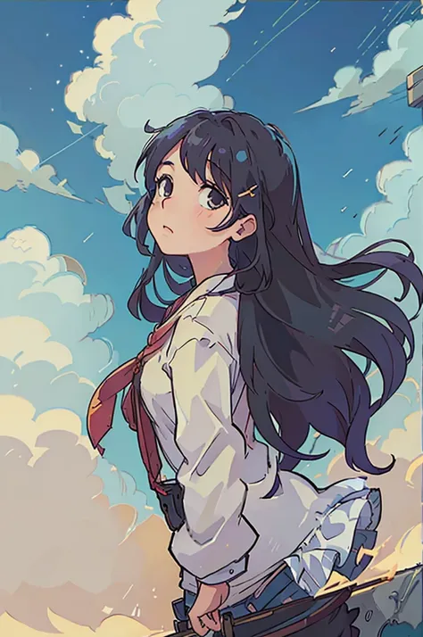 (best-quality:0.8), perfect anime illustration, Luz Noceda looking at the sky 