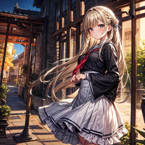 striking and photorealistic 2.5d moe anime style. mami, a good-looking and talented high school girl with long, flowing dark blo...