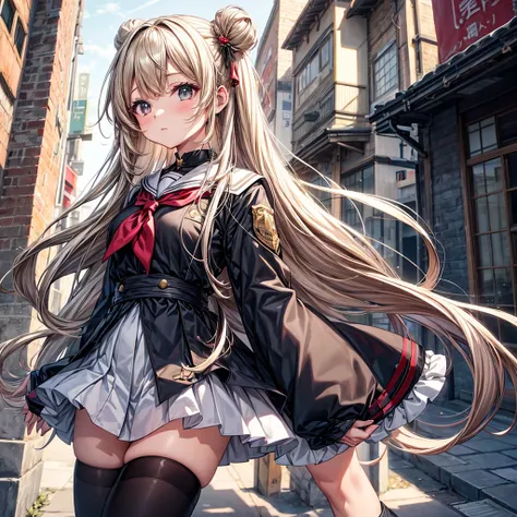 striking and photorealistic 2.5d moe anime style. mami, a good-looking and talented high school girl with long, flowing dark blo...