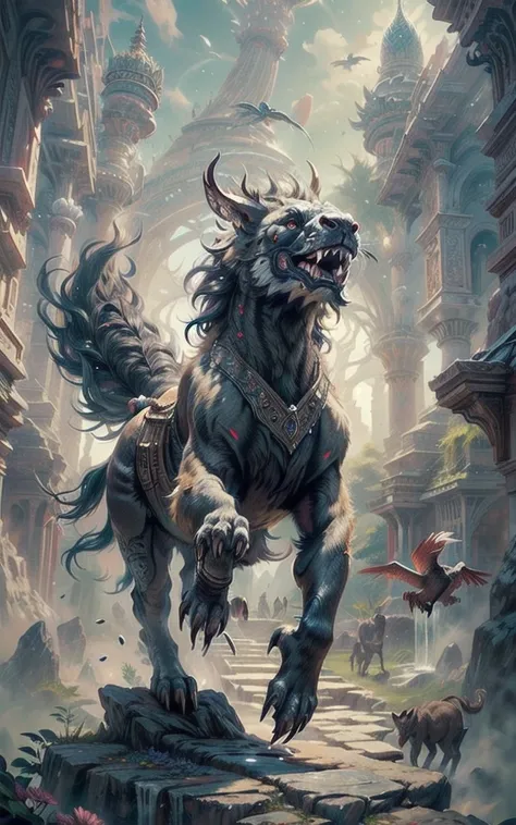 (Masterpiece),(highly accurate drawing in every detail),(extremely precise representation)(cinematic)Enter the world of mythology with this captivating illustration of the baku, a majestic creature from japanese folklore. The composition shows the great-ca...