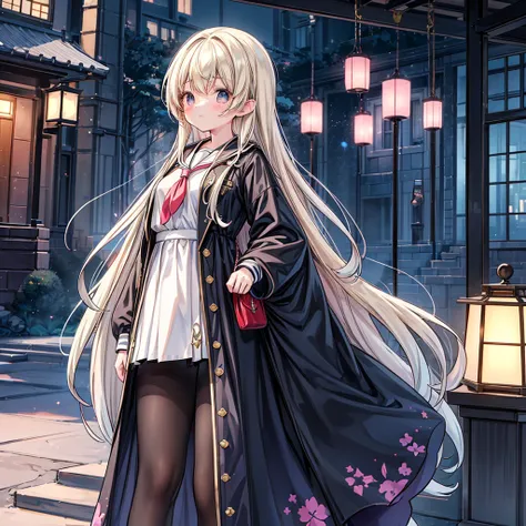 Striking and photorealistic 2.5D moe anime style. Mami, a good-looking and talented high school girl with long, flowing dark blonde hair, stands confidently in front of a modern, magnificent school building reminiscent of a school town. She wears a sailor ...