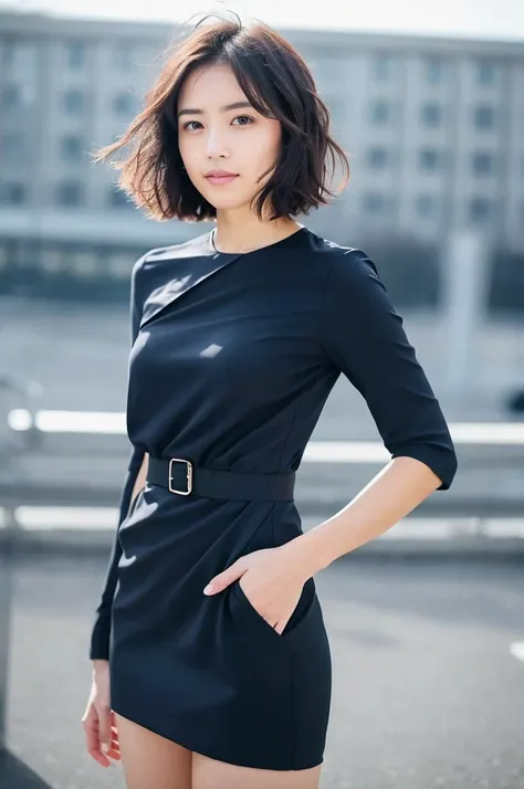 You are a professional photographer。 , short hair blown by the wind. She has a faint smile , Perfect Eyes, Perfect hands, Perfect body, Perfect Hair, Accurate身体, masterpiece, Accurate, Anatomically correct, Rough skin, Very detailed, Advanced Details, high...