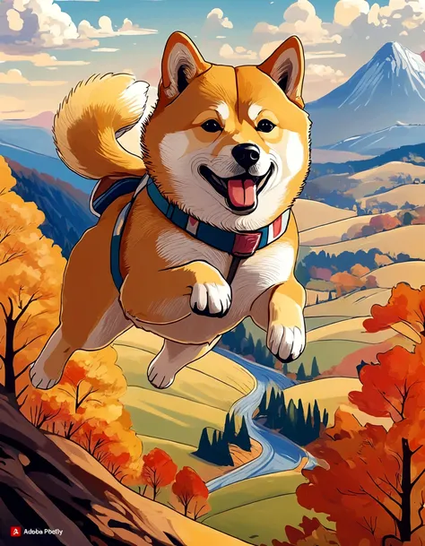 Close-up,かわいいShiba Inuのイラスト、Anime Style、Shiba Inu, small, 