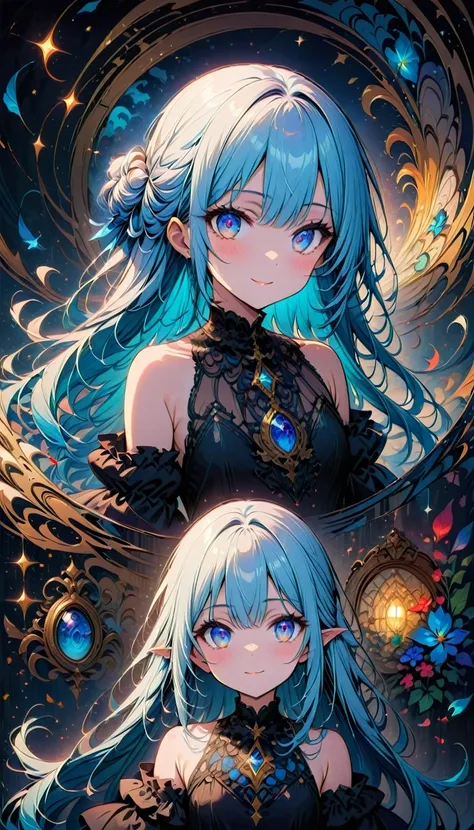 masterpiece, best quality, extremely detailed, (illustration, official art:1.1), 1 girl ,(((( light blue long hair)))), ,(((( light blue long hair)))),light blue hair, , long hair ((blush)) , cute face, big eyes, masterpiece, best quality,(((((a very delic...