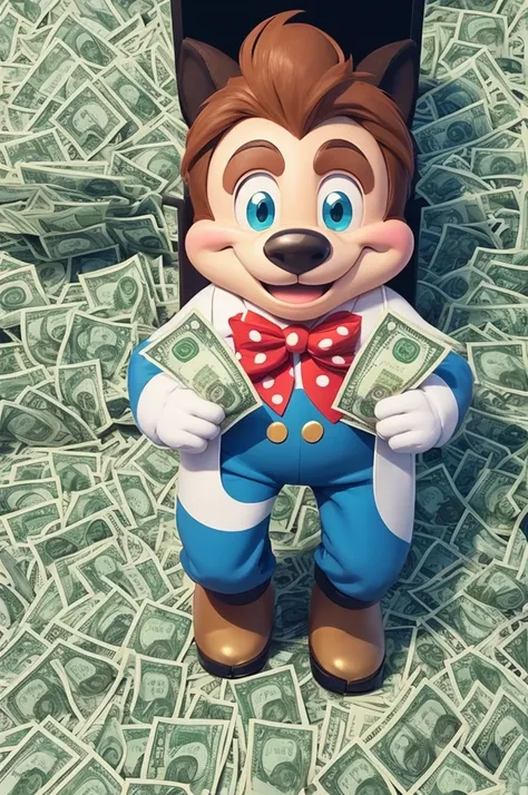 A photo with money, making a lot of money pixel disney