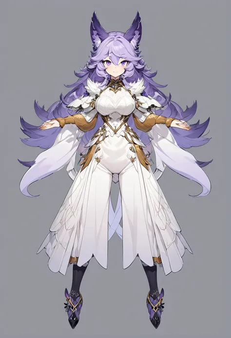 a drawing of a woman with purple hair and a white top, detailed full body concept, full body commission for, detailed full body,...