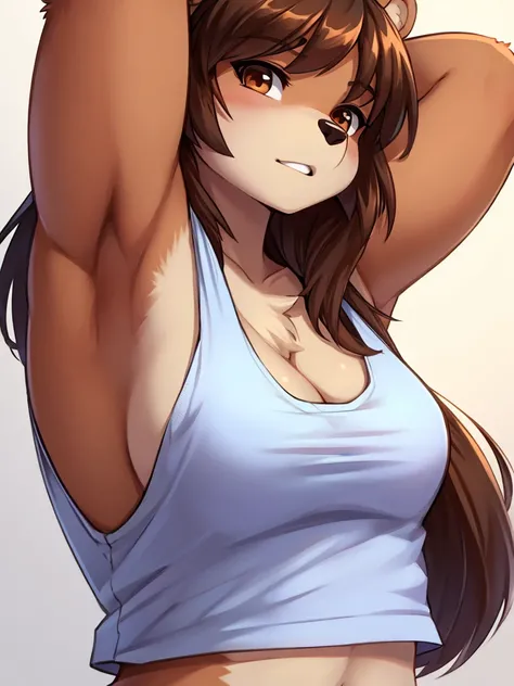 armpit , female bear , focus armpit , Tank top , blown underarm hair