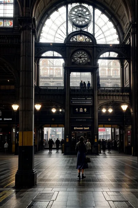 The grand hall of Waterloo Station was bustling with life. The iconic clock towered above the sea of commuters, its hands steadily ticking towards another busy hour. The vast expanse of the station was filled with the sounds of hurried footsteps, the murmu...