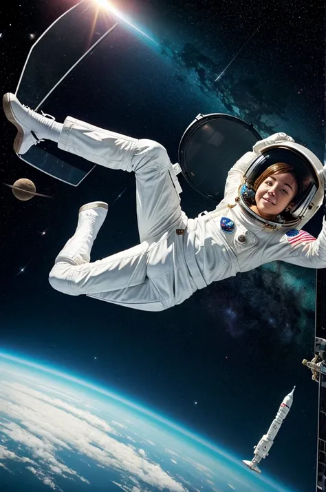 Cute Astronaut floating in space 