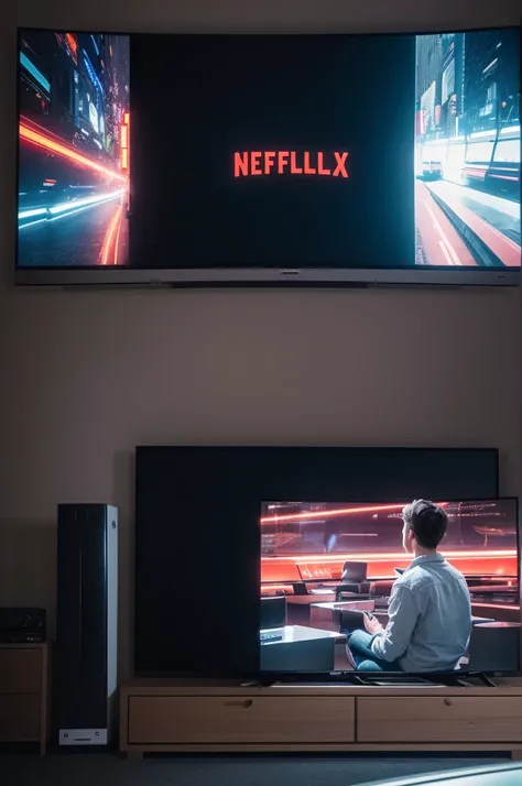 someone is watching a TV show on a big screen in the dark, everything fits on the screen, TV screen, watching TV, TV screen in background, netflix trese, TV program, TELEVISIONS, subtle, smooth cinematic colors, 4k TV still, cinema screen photo, pexels, no...