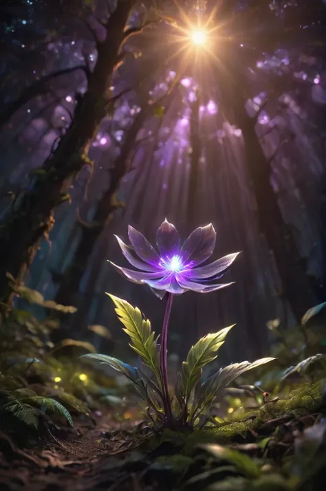 letitflrsh,
bioluminescent purple flower,fabulous night forest,magical radiance,concept art,depth of field,raw photo,realistic,c...