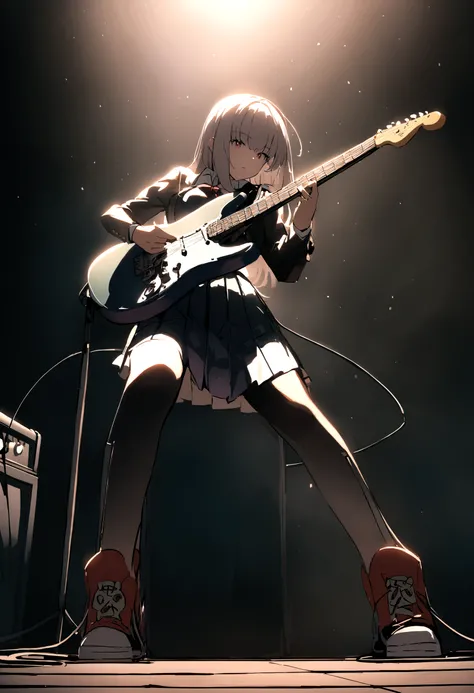 Kyoto Animation、6 strings、There are six pegs、high school girl、Electric guitar、Fender Stratocaster、Big Stage、front