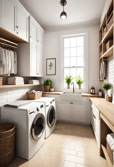 European and American laundry room renderings