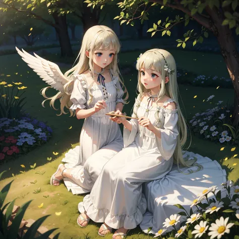 最high quality、high quality、Young Greek God々、Sanctuary Grasslands、Long dress、Full of light、Mysterious、Little angels are playing instruments all around