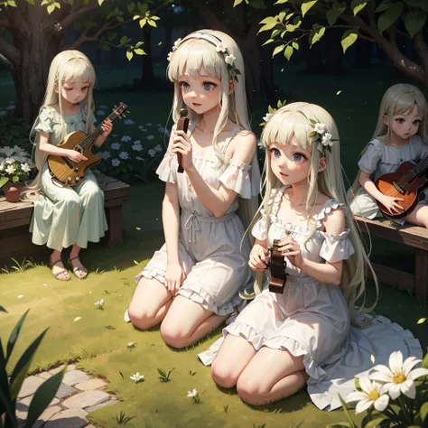 最high quality、high quality、Young Greek God々、Sanctuary Grasslands、Long dress、Full of light、Mysterious、Little angels are playing instruments all around