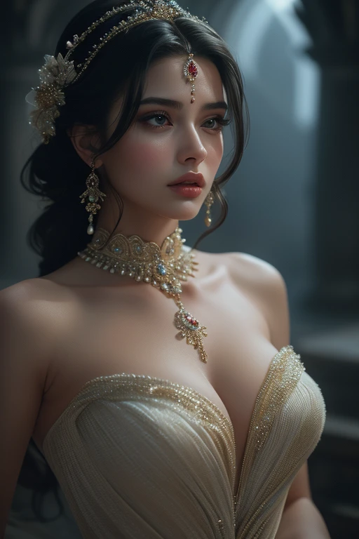 Heeriye, a beautiful detailed woman, flawless skin, piercing eyes, full lips, long eyelashes, elegant hairstyle, flowing dress, graceful pose, serene expression, (best quality,8k,highres,masterpiece:1.2),ultra-detailed,(realistic,photorealistic,photo-reali...