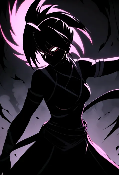 Ninja anime vilian ,dark ,shadowy,