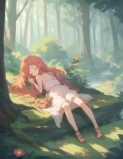 BREAK Perfect Anatomy、(High resolution:1.2)、Incredible illustrations、(Cute illustrations:1.2)、（Beautiful background、thorn forest）sleeping beauty,,Full body view