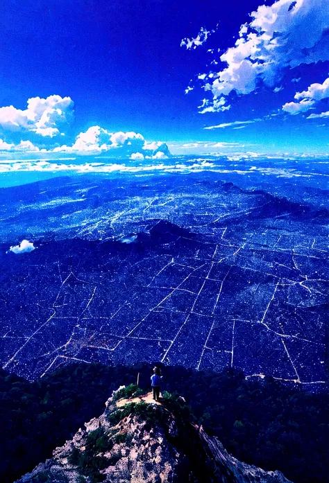 blue sky、Shine、cloud、Overlooking the city from the top of the mountain、８ｋ、