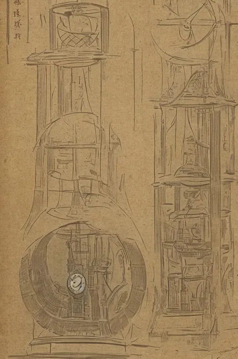 An hourglass with the sand running down, at its top there is a tower with a ringing bell and a huge old clock showing five oclock, below at the base of the sand there is the discreet silhouette of a cell and on the side a gallows pole