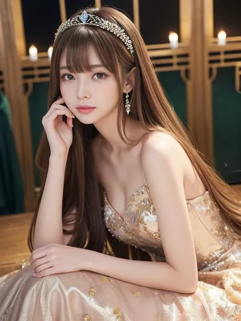 ((whole body))　(big 1.4)　Beautiful Fantasy Girl　((Highest quality)), ((masterpiece)), (Get used to it), Perfect Face　(1 Girl)　(French)　(she is 15 years old、The cutest teen in France.)　((Highest quality)), ((masterpiece)), length blonde hair 　length, 輝く茶col...