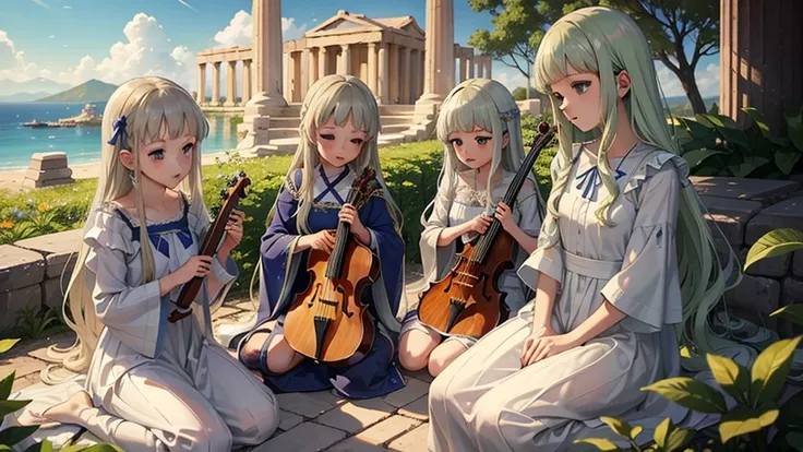 最high quality、high quality、Paradise、skylineのギリシャの神々、Sanctuary Grasslands、Long dress、Full of light、Mysterious、Little angels are playing instruments all around、Greek temple in the clouds、You can see the sea of clouds、skyline、