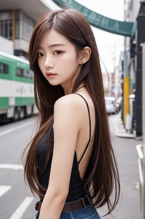 Woman with long hair facing backwards、shiny hair、Woman with beautiful hair、Beautiful brown hair
