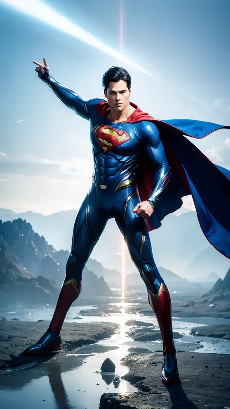 masterpiece, best quality, nvidia rtx, sharp picture, cinematic lightning, ((hi-tech futuristic superman)), ((superman symbol)),...