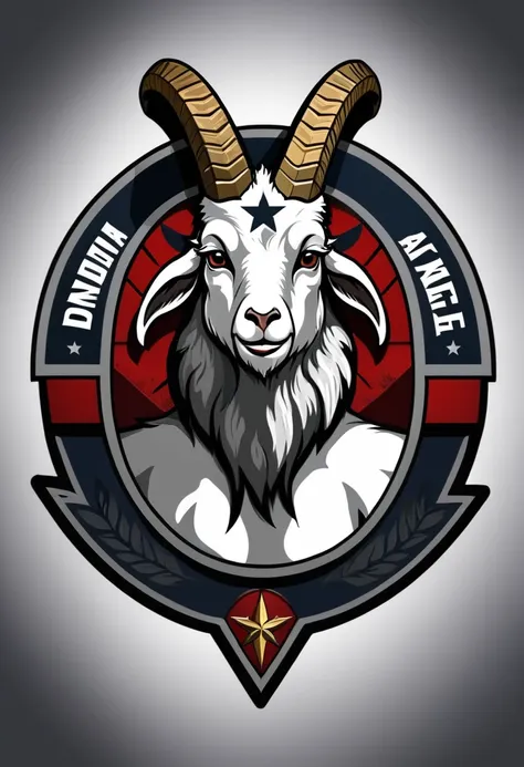 create a logo for an airsoft team, de nome goat, having as its symbol the image of a goat with devilish features and military sy...